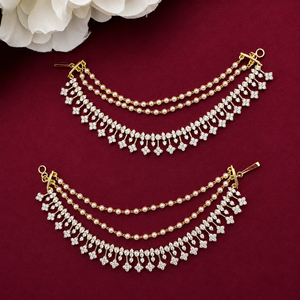 Pearl Diamond Tassel Earchains V892
