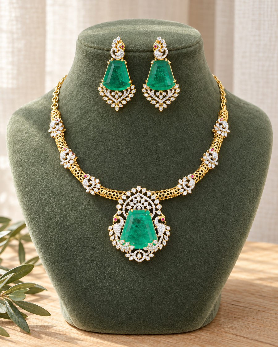 GJ Doublet Stone Necklace Set