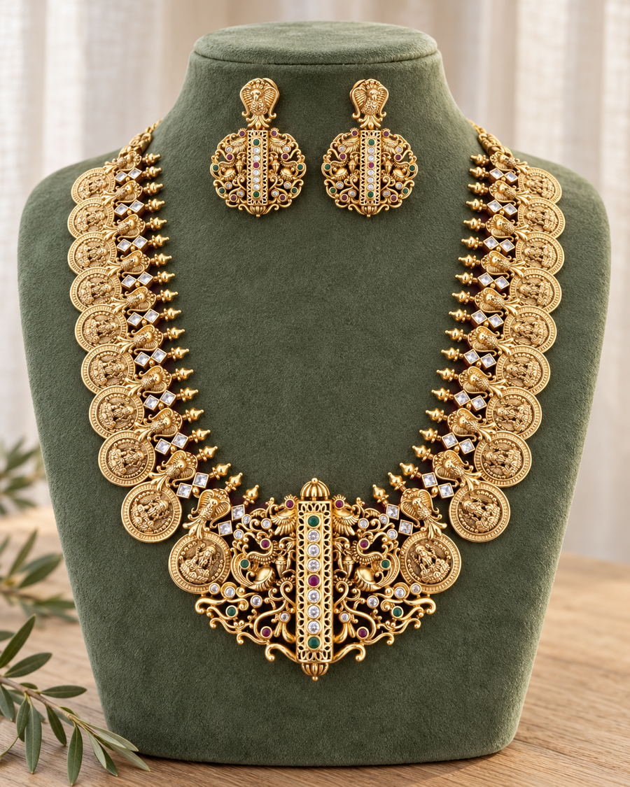 Antique Gold Kaasu Necklace Set