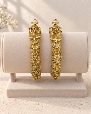 Jadua Kundan Temple Screw-Openable Bangles V592
