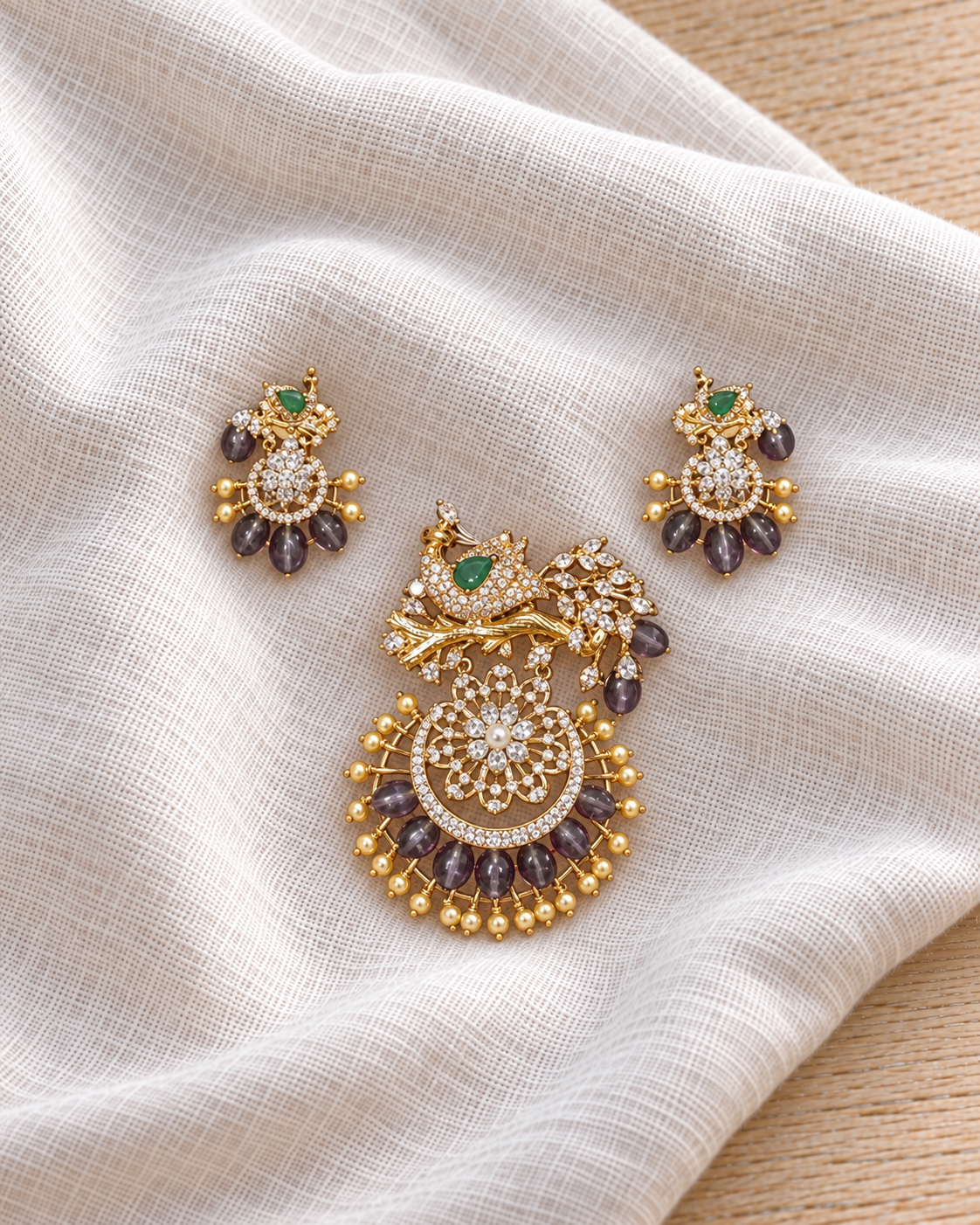 Peacock Statement Pendant Set