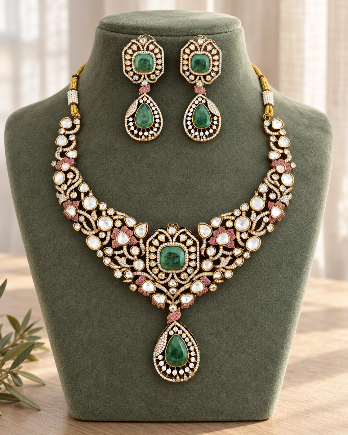 Victorian Finish Moissanite Statement Necklace Set