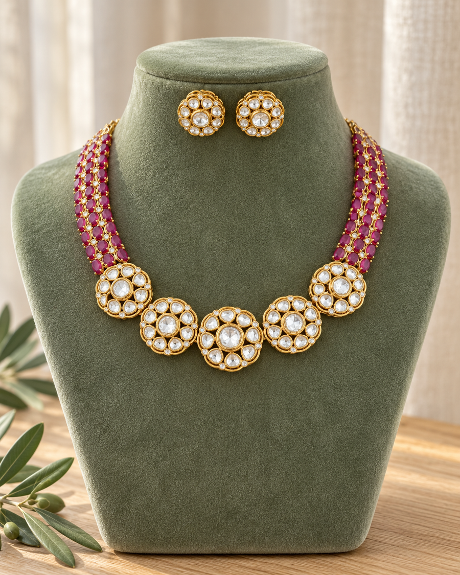 Moissanite Ruby Neckset