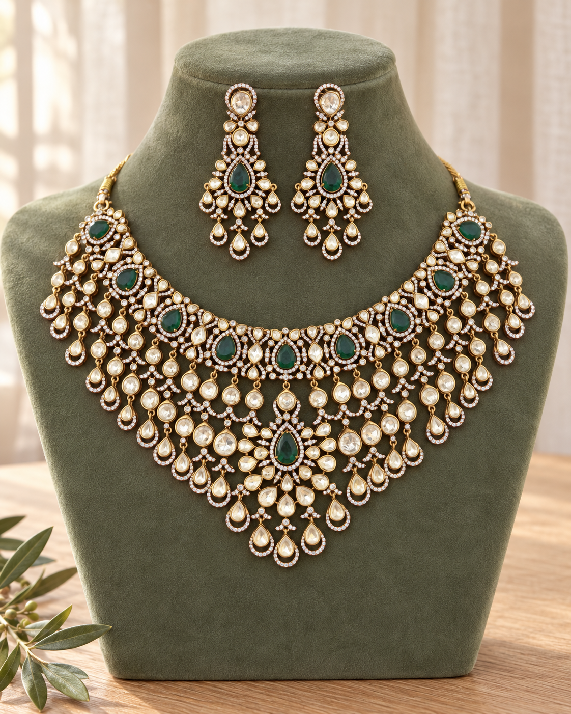 LV Shade Polki Bridal Choker Set