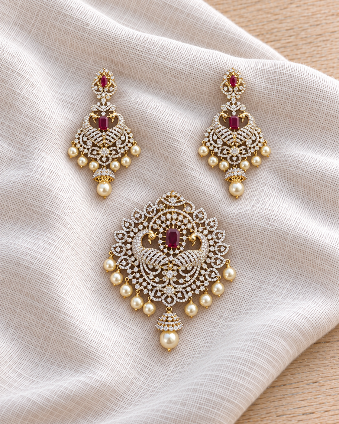 Diamond Finish Statement Pendant Set
