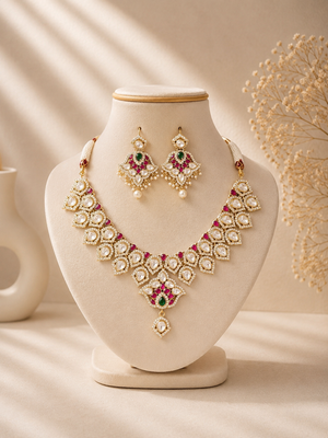 Moissanite Jadua Kundan Necklace Set V302