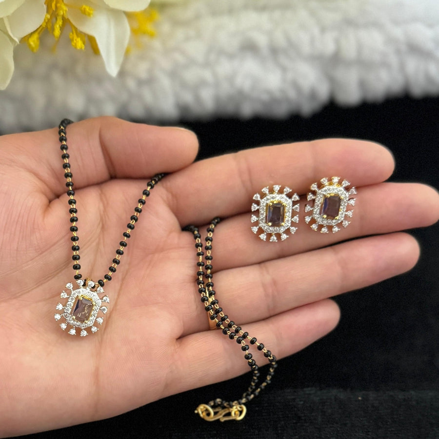 Black Beads Pendant Set V454